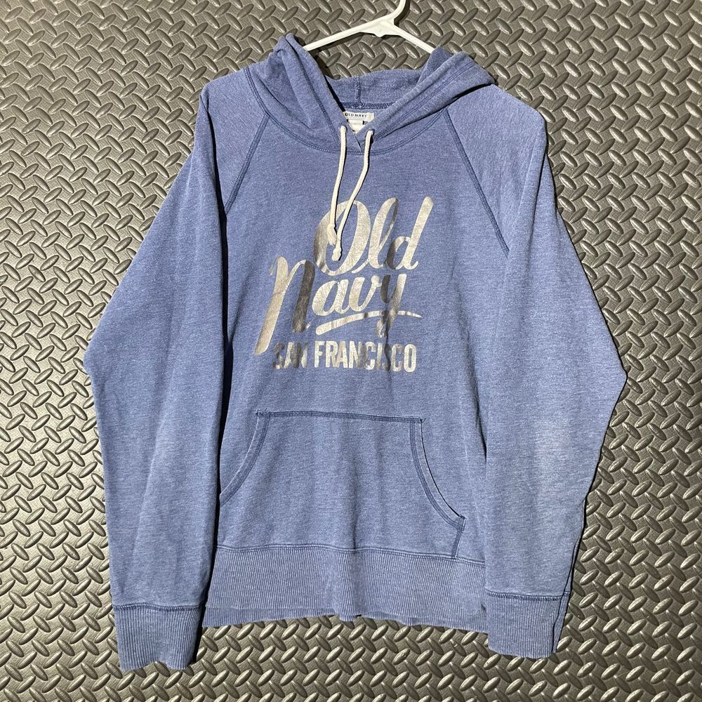 Old Navy‎ San Francisco Blue Graphic Drawstring Pullover Sweater Women's Size XL